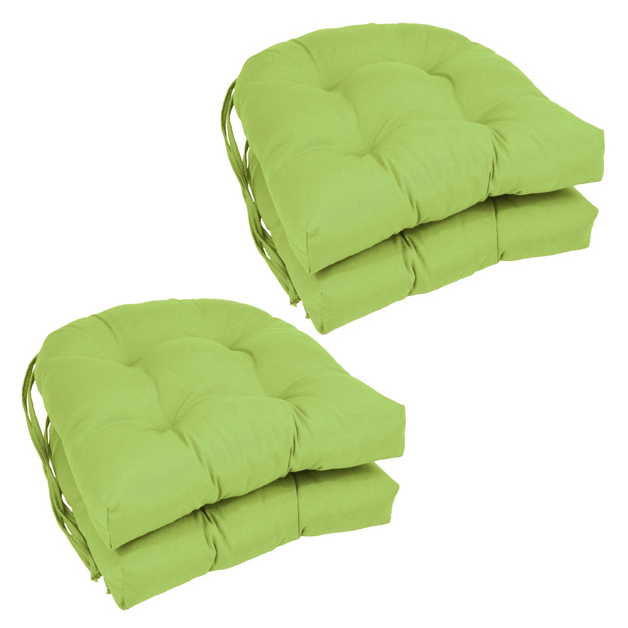 16-inch Solid Twill U-shaped Tufted Chair Cushions (Set of 4) - Mojito Lime